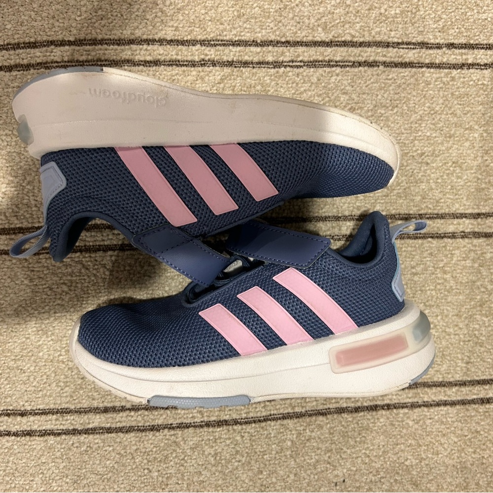 Adidas Blue and Pink Cloudfoam Girls Athletic Shoes